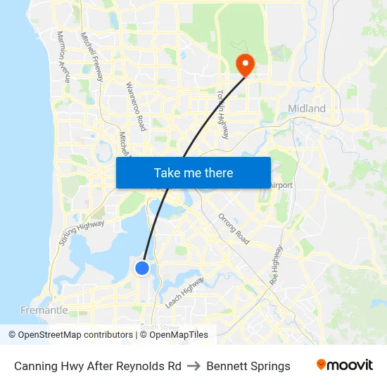 Canning Hwy After Reynolds Rd to Bennett Springs map