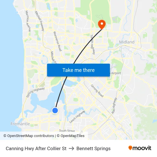 Canning Hwy After Collier St to Bennett Springs map