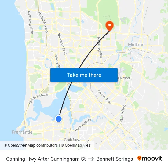 Canning Hwy After Cunningham St to Bennett Springs map