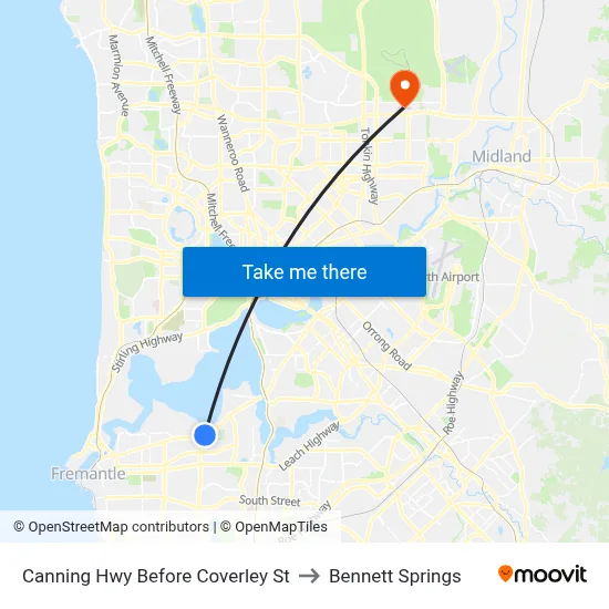 Canning Hwy Before Coverley St to Bennett Springs map