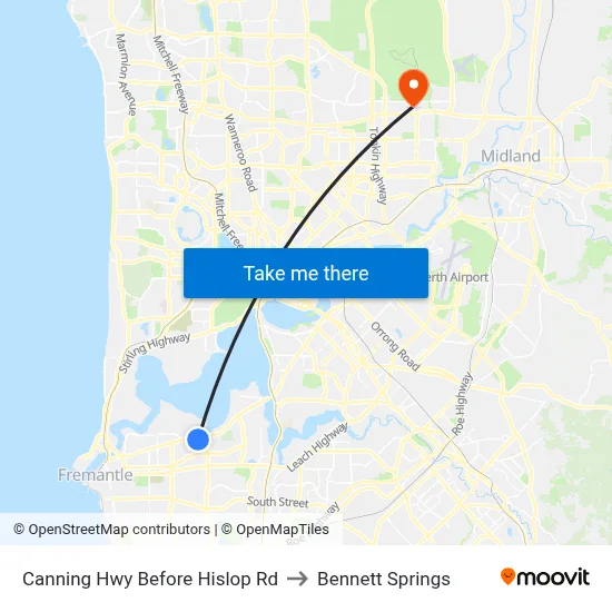 Canning Hwy Before Hislop Rd to Bennett Springs map