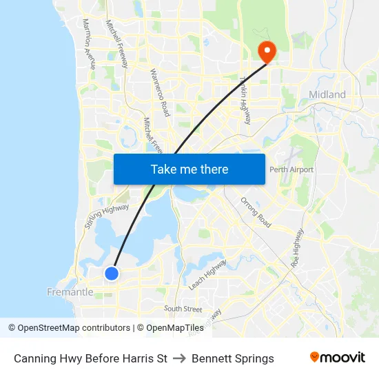 Canning Hwy Before Harris St to Bennett Springs map