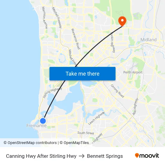 Canning Hwy After Stirling Hwy to Bennett Springs map