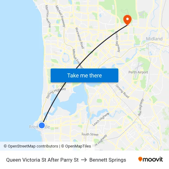 Queen Victoria St After Parry St to Bennett Springs map