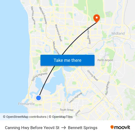 Canning Hwy Before Yeovil St to Bennett Springs map