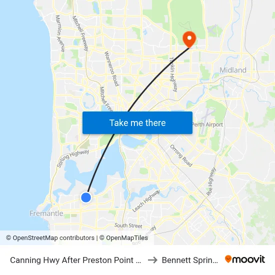Canning Hwy After Preston Point Rd to Bennett Springs map