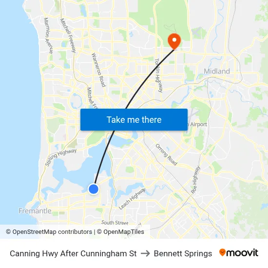 Canning Hwy After Cunningham St to Bennett Springs map
