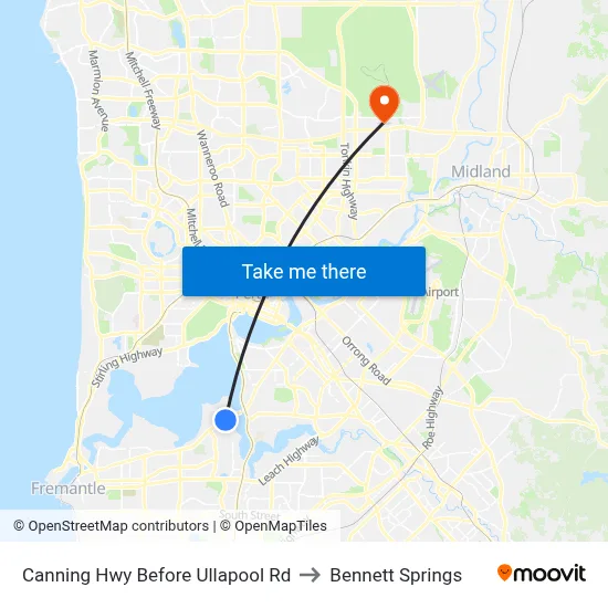 Canning Hwy Before Ullapool Rd to Bennett Springs map