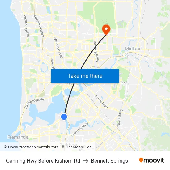 Canning Hwy Before Kishorn Rd to Bennett Springs map