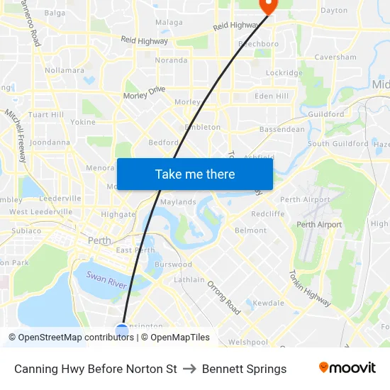 Canning Hwy Before Norton St to Bennett Springs map
