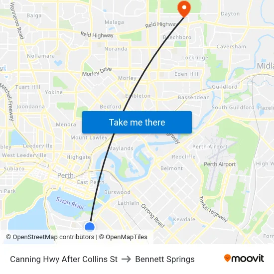 Canning Hwy After Collins St to Bennett Springs map