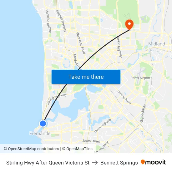 Stirling Hwy After Queen Victoria St to Bennett Springs map