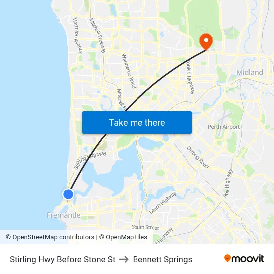 Stirling Hwy Before Stone St to Bennett Springs map