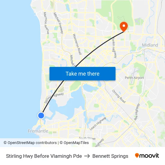 Stirling Hwy Before Vlamingh Pde to Bennett Springs map