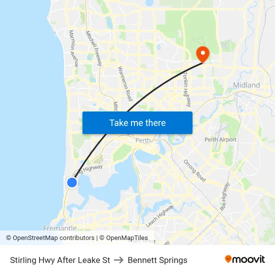 Stirling Hwy After Leake St to Bennett Springs map