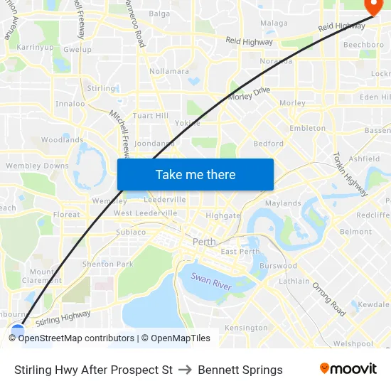 Stirling Hwy After Prospect St to Bennett Springs map