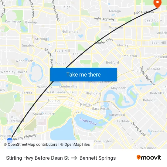 Stirling Hwy Before Dean St to Bennett Springs map