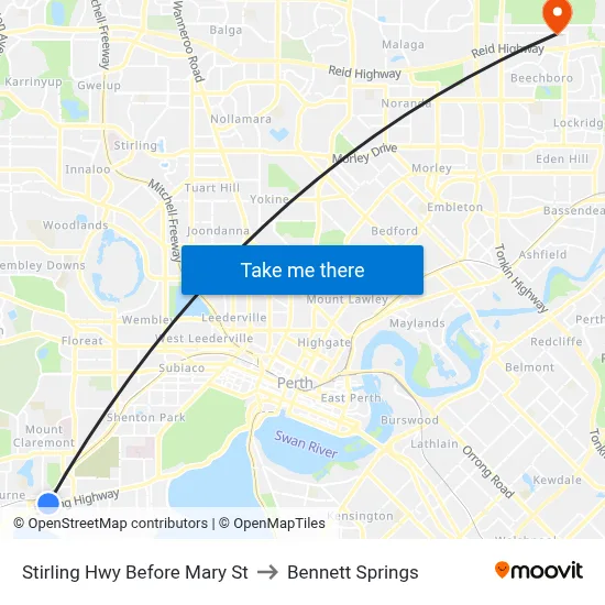 Stirling Hwy Before Mary St to Bennett Springs map