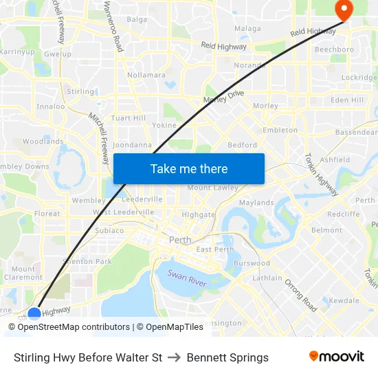 Stirling Hwy Before Walter St to Bennett Springs map