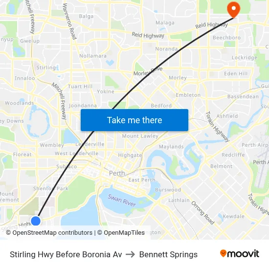 Stirling Hwy Before Boronia Av to Bennett Springs map