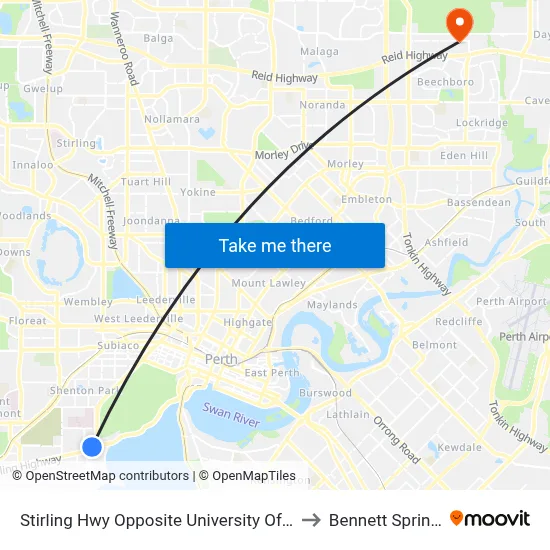 Stirling Hwy Opposite University Of Wa to Bennett Springs map