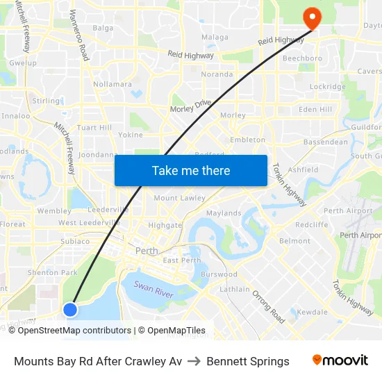 Mounts Bay Rd After Crawley Av to Bennett Springs map