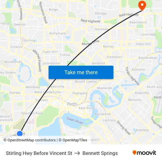 Stirling Hwy Before Vincent St to Bennett Springs map