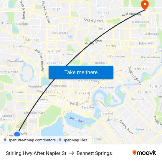 Stirling Hwy After Napier St to Bennett Springs map