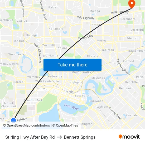 Stirling Hwy After Bay Rd to Bennett Springs map