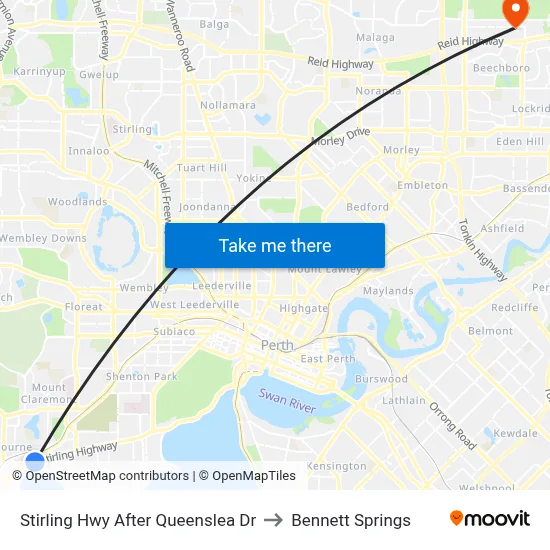 Stirling Hwy After Queenslea Dr to Bennett Springs map