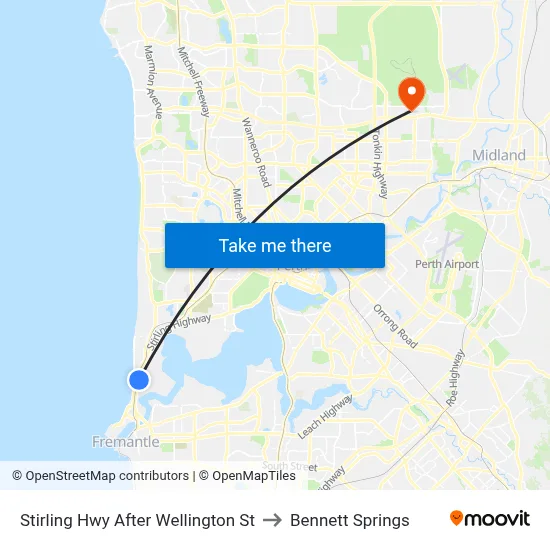 Stirling Hwy After Wellington St to Bennett Springs map