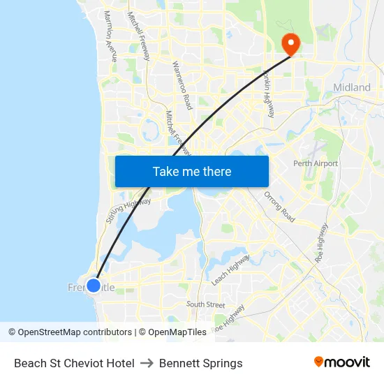 Beach St Cheviot Hotel to Bennett Springs map