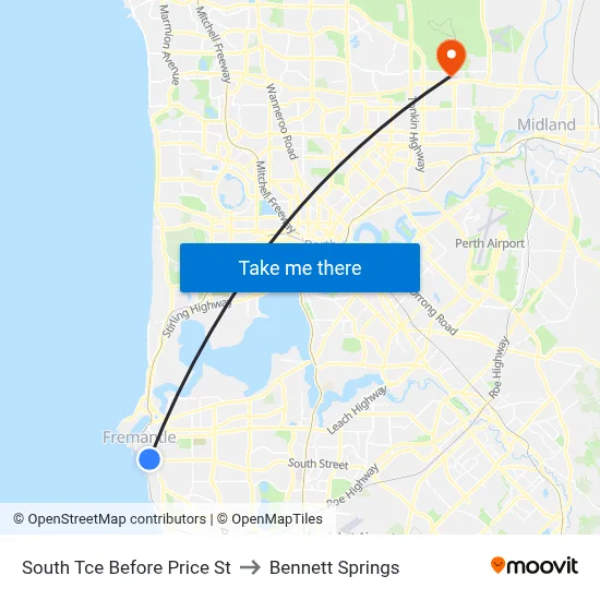 South Tce Before Price St to Bennett Springs map