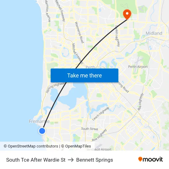 South Tce After Wardie St to Bennett Springs map