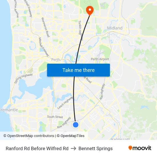 Ranford Rd Before Wilfred Rd to Bennett Springs map