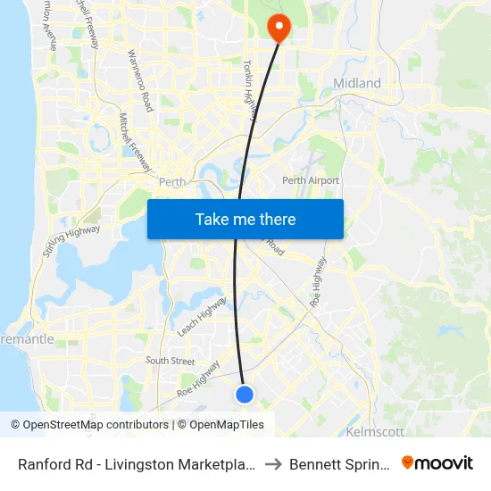 Ranford Rd - Livingston Marketplace to Bennett Springs map