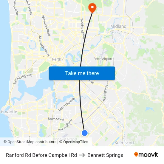 Ranford Rd Before Campbell Rd to Bennett Springs map