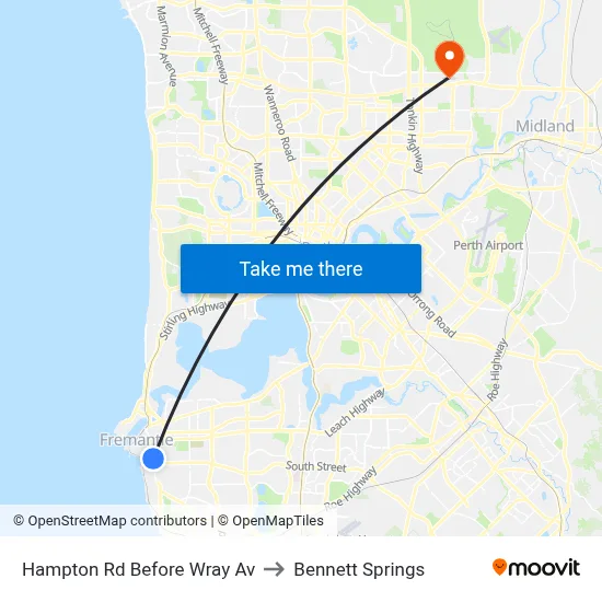 Hampton Rd Before Wray Av to Bennett Springs map