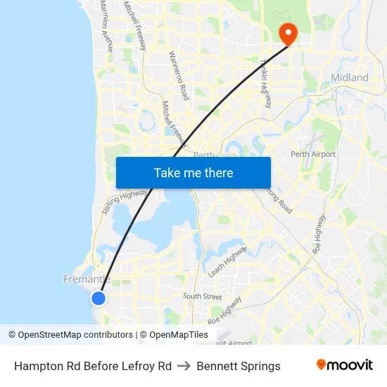Hampton Rd Before Lefroy Rd to Bennett Springs map