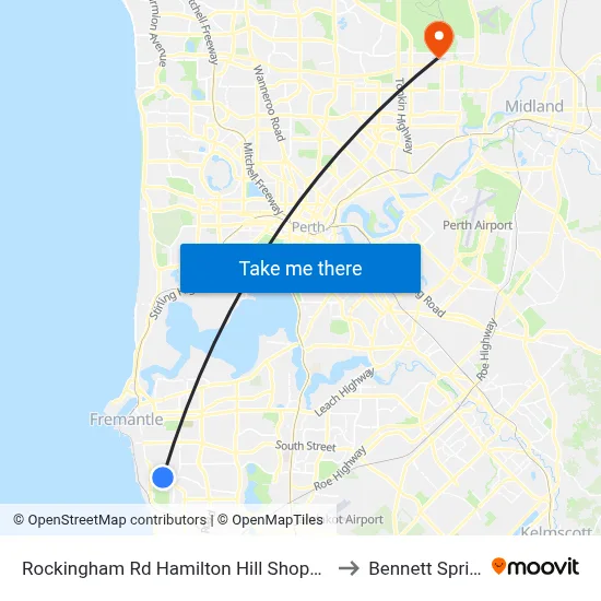 Rockingham Rd Hamilton Hill Shopping Ctr to Bennett Springs map