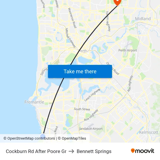 Cockburn Rd After Poore Gr to Bennett Springs map