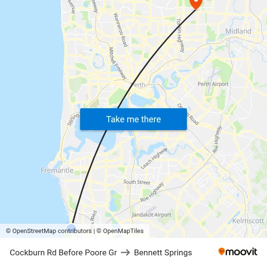 Cockburn Rd Before Poore Gr to Bennett Springs map