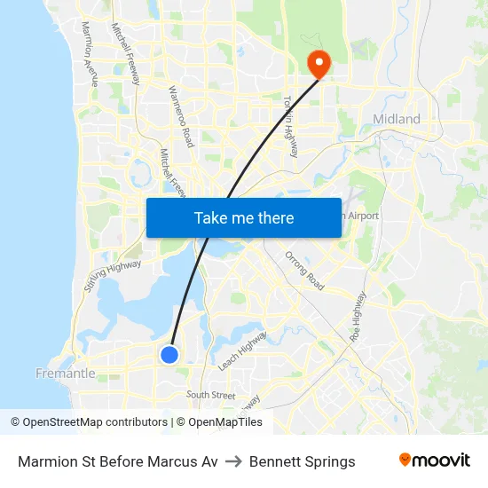 Marmion St Before Marcus Av to Bennett Springs map