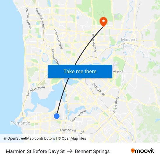 Marmion St Before Davy St to Bennett Springs map