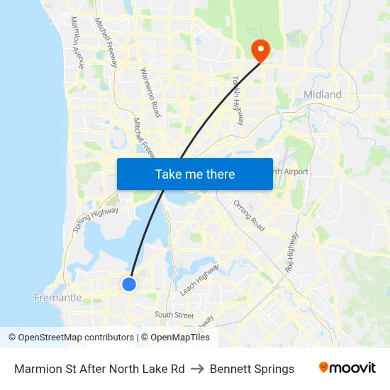 Marmion St After North Lake Rd to Bennett Springs map