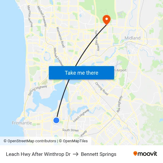 Leach Hwy After Winthrop Dr to Bennett Springs map