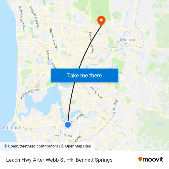 Leach Hwy After Webb St to Bennett Springs map