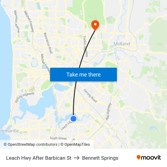 Leach Hwy After Barbican St to Bennett Springs map
