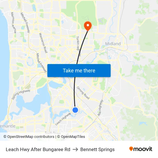 Leach Hwy After Bungaree Rd to Bennett Springs map
