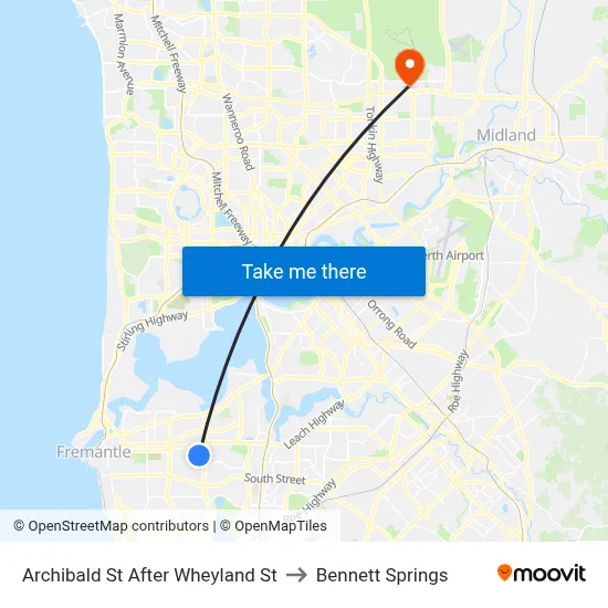 Archibald St After Wheyland St to Bennett Springs map